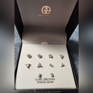 GIANI BERNINI, MACY'S, STERLING SILVER, CUBIC ZIRCONIA, 5 PAIRS SET